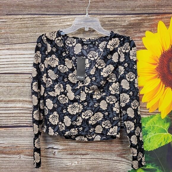 Nasty Gal Collection Black/tan floral Size 4 NWT - Picture 1 of 10